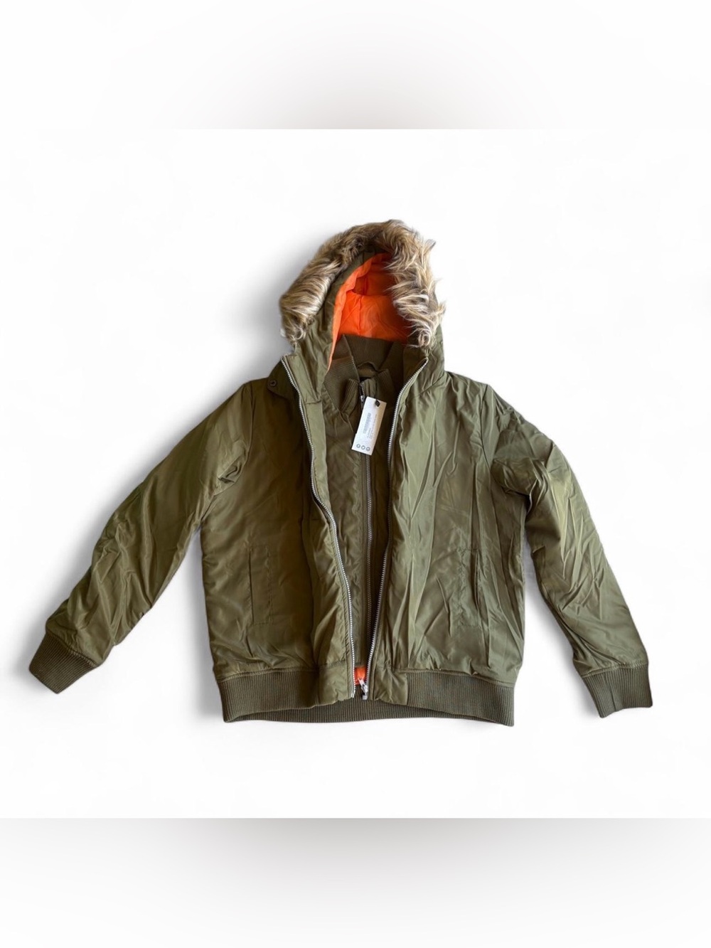 Bomber jacket with fur lined hood bnwt